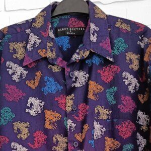 M🟣Henry Grethel Dark Purple Cotton Dress Shirt